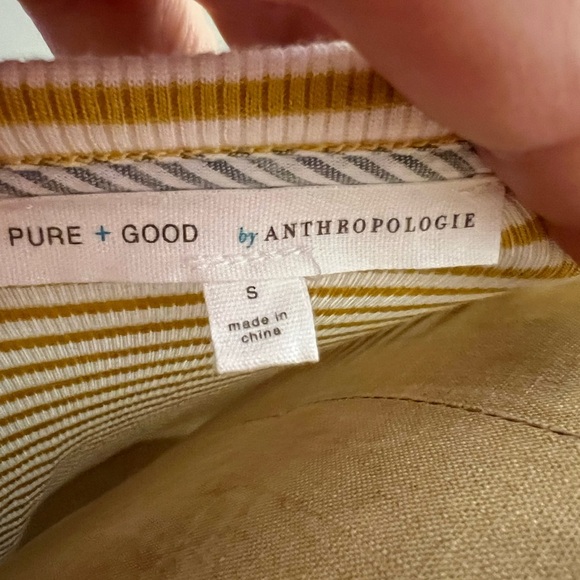 Anthropologie mustard yellow and white striped ribbed dress small - Picture 5 of 7